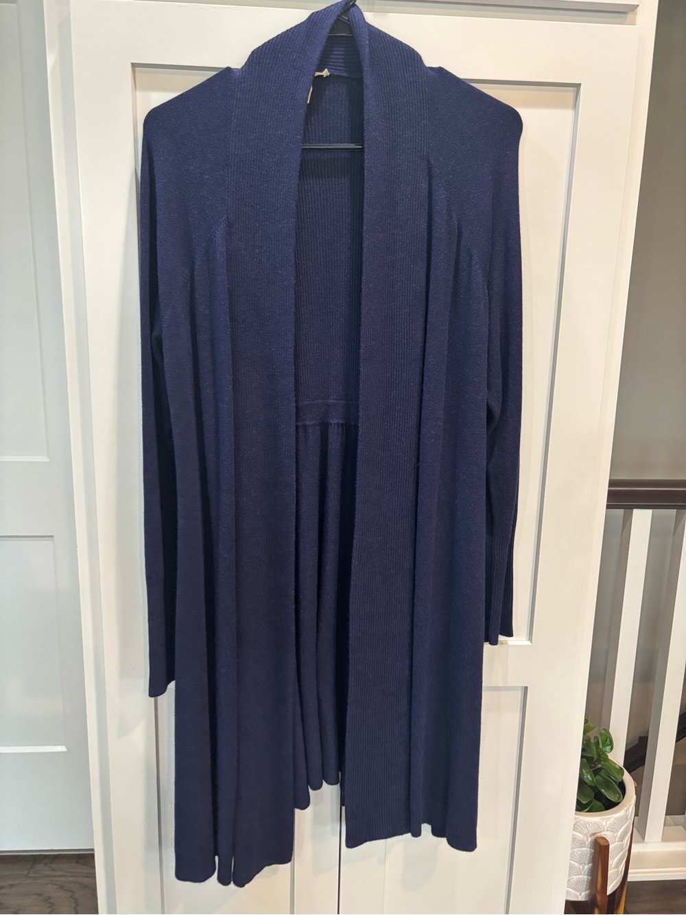 Eileen Fisher Navy Open-Front Draped Cardigan